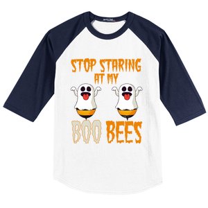 Stop Staring At My Boo Bees Matching Halloween Costume Gift Baseball Sleeve Shirt