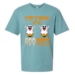 Stop Staring At My Boo Bees Matching Halloween Costume Gift Sueded Cloud Jersey T-Shirt