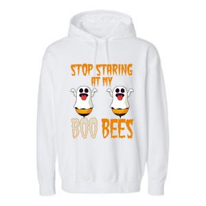 Stop Staring At My Boo Bees Matching Halloween Costume Gift Garment-Dyed Fleece Hoodie