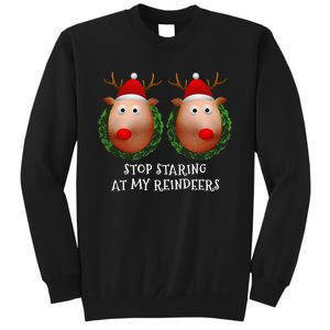 Stop Staring At My Reindeers Boobs Ugly Gag Xmas Sweater Sweatshirt