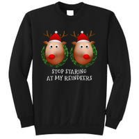 Stop Staring At My Reindeers Boobs Ugly Gag Xmas Sweater Sweatshirt