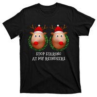 Stop Staring At My Reindeers Boobs Ugly Gag Xmas Sweater T-Shirt