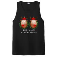 Stop Staring At My Reindeers Boobs Ugly Gag Xmas Sweater PosiCharge Competitor Tank