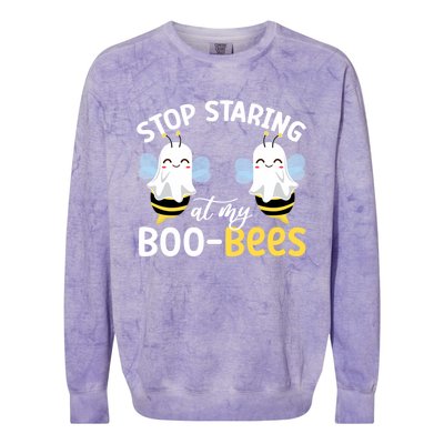 Stop Staring At My BooBees Halloween Boo Bees Funny Funny Gift Colorblast Crewneck Sweatshirt