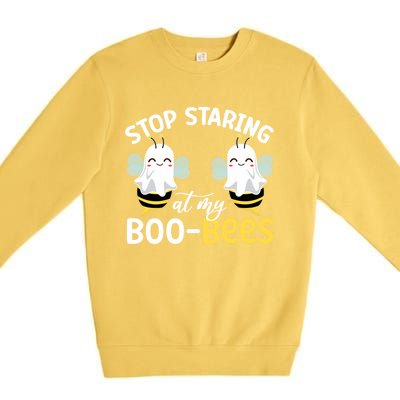 Stop Staring At My BooBees Halloween Boo Bees Funny Funny Gift Premium Crewneck Sweatshirt