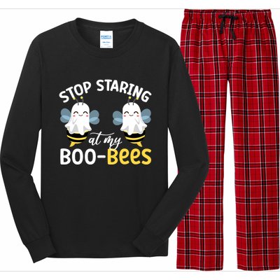 Stop Staring At My BooBees Halloween Boo Bees Funny Funny Gift Long Sleeve Pajama Set