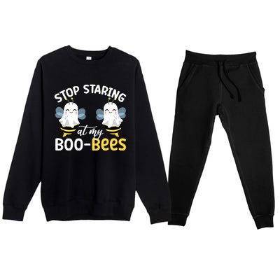 Stop Staring At My BooBees Halloween Boo Bees Funny Funny Gift Premium Crewneck Sweatsuit Set