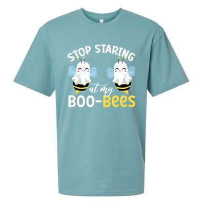 Stop Staring At My BooBees Halloween Boo Bees Funny Funny Gift Sueded Cloud Jersey T-Shirt