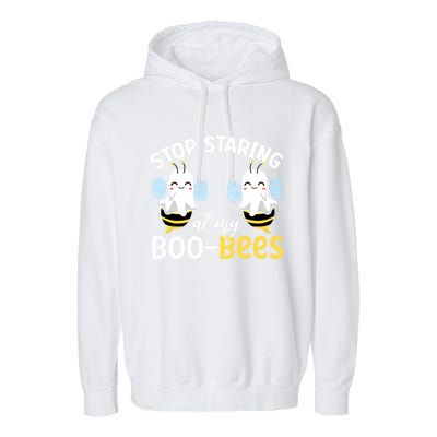 Stop Staring At My BooBees Halloween Boo Bees Funny Funny Gift Garment-Dyed Fleece Hoodie