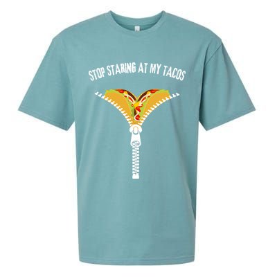 Stop Staring At My Tacos Funny Taco Lover Sueded Cloud Jersey T-Shirt