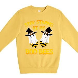 Stop Staring At My Boo Bees Funny Halloween Costumes Funny Gift Premium Crewneck Sweatshirt