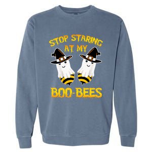 Stop Staring At My Boo Bees Funny Halloween Costumes Funny Gift Garment-Dyed Sweatshirt