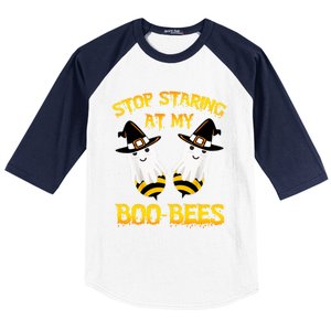 Stop Staring At My Boo Bees Funny Halloween Costumes Funny Gift Baseball Sleeve Shirt