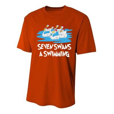 Seven Swans A Swimming 12 Days Gift Christmas Song Funny Gift Performance Sprint T-Shirt