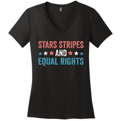 Stars Stripes And Equal Rights 4th Of July Women's V-Neck T-Shirt