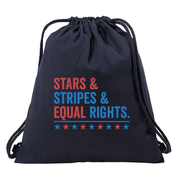 Stars Stripes And Equal Rights 4th Of July Rights Drawstring Bag