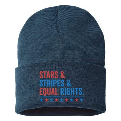 Stars Stripes And Equal Rights 4th Of July Rights Sustainable Knit Beanie