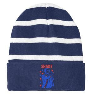 Shake Shake And Bake Couples Matching 4th Of July Striped Beanie with Solid Band