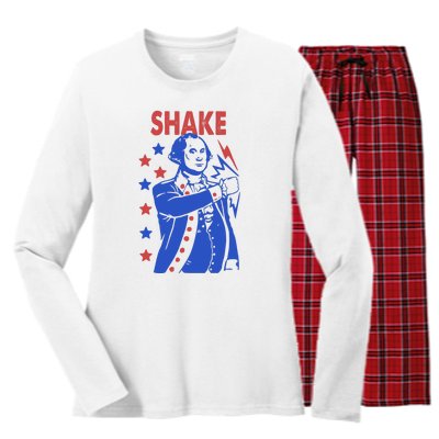 Shake Shake And Bake Couples Matching 4th Of July Women's Long Sleeve Flannel Pajama Set 