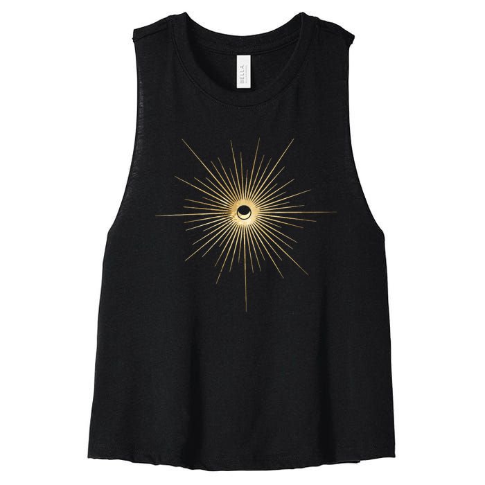 Spiritual Sun And Moon Mystic Sun Moon Women's Racerback Cropped Tank