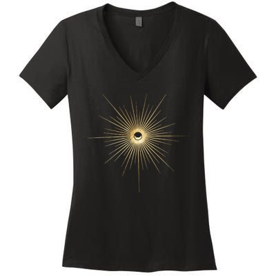 Spiritual Sun And Moon Mystic Sun Moon Women's V-Neck T-Shirt