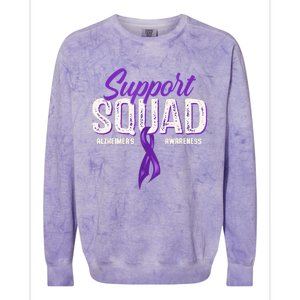 Support Squad Alzheimers Awareness Purple Ribbon Colorblast Crewneck Sweatshirt