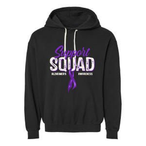 Support Squad Alzheimers Awareness Purple Ribbon Garment-Dyed Fleece Hoodie