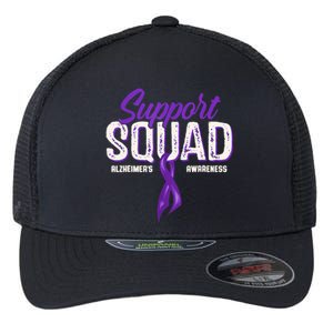 Support Squad Alzheimers Awareness Purple Ribbon Flexfit Unipanel Trucker Cap