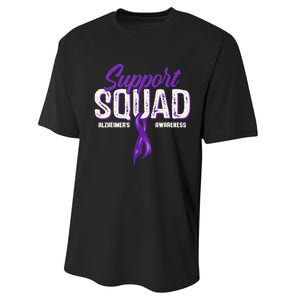 Support Squad Alzheimers Awareness Purple Ribbon Performance Sprint T-Shirt