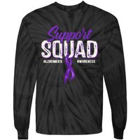 Support Squad Alzheimers Awareness Purple Ribbon Tie-Dye Long Sleeve Shirt