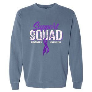 Support Squad Alzheimers Awareness Purple Ribbon Garment-Dyed Sweatshirt