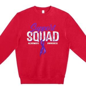 Support Squad Alzheimers Awareness Purple Ribbon Premium Crewneck Sweatshirt