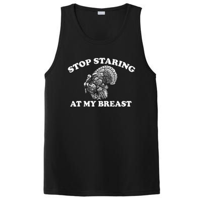 Stop Staring At My Breasts Funny Thanksgiving Turkey Dinner PosiCharge Competitor Tank