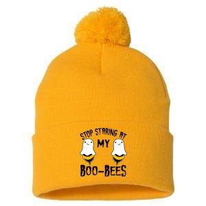 Stop Staring At My Boo Bees Funny Boo Bees Halloween Funny Gift Pom Pom 12in Knit Beanie