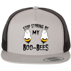 Stop Staring At My Boo Bees Funny Boo Bees Halloween Funny Gift Flat Bill Trucker Hat