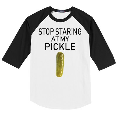 Stop Staring At My Pickle Dirty Halloween Costume Idea Baseball Sleeve Shirt