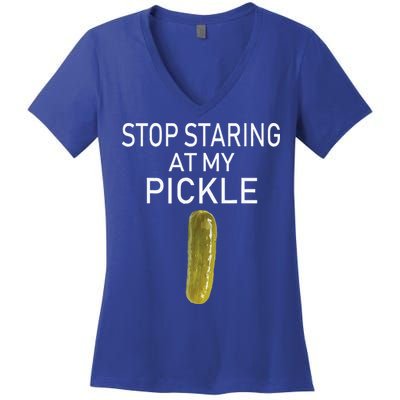 Stop Staring At My Pickle Dirty Halloween Costume Idea Women's V-Neck T-Shirt