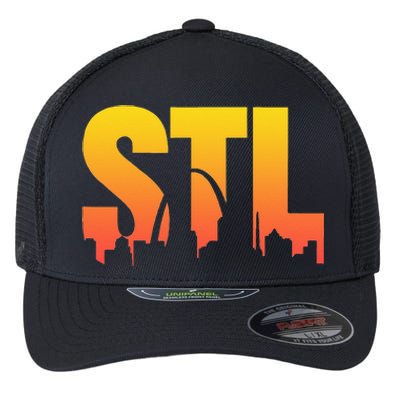 STL Skyline Art St. Louis Arch Missouri Souvenir Flexfit Unipanel Trucker Cap