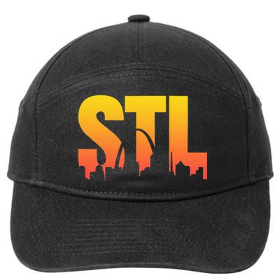 STL Skyline Art St. Louis Arch Missouri Souvenir 7-Panel Snapback Hat