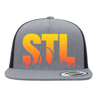 STL Skyline Art St. Louis Arch Missouri Souvenir Flat Bill Trucker Hat