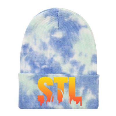 STL Skyline Art St. Louis Arch Missouri Souvenir Tie Dye 12in Knit Beanie