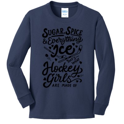 Sugar Spice &Amp; Everything Ice T Cute Hockey Girl Kids Long Sleeve Shirt