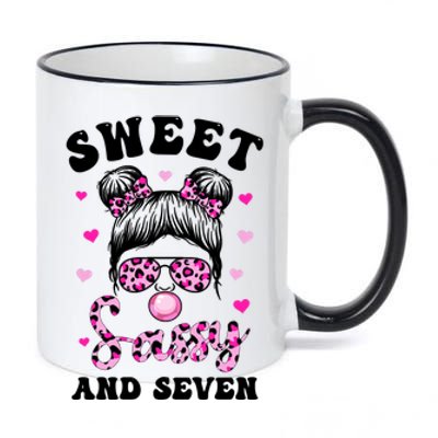 Sweet Sassy And Seven Messy Bun Leopard Sunglasses 11oz Black Color Changing Mug