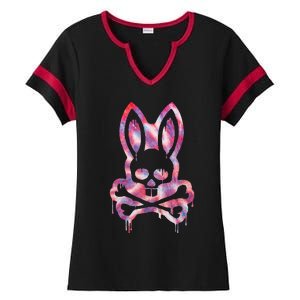 Scary Skull And Crossbones Bad Rabbit Horror Bunny Halloween Ladies Halftime Notch Neck Tee