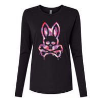 Scary Skull And Crossbones Bad Rabbit Horror Bunny Halloween Womens Cotton Relaxed Long Sleeve T-Shirt