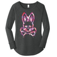 Scary Skull And Crossbones Bad Rabbit Horror Bunny Halloween Women's Perfect Tri Tunic Long Sleeve Shirt