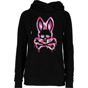 Scary Skull And Crossbones Bad Rabbit Horror Bunny Halloween Womens Funnel Neck Pullover Hood