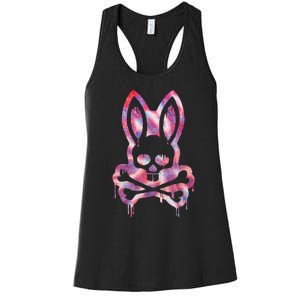 Scary Skull And Crossbones Bad Rabbit Horror Bunny Halloween Women's Racerback Tank