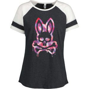 Scary Skull And Crossbones Bad Rabbit Horror Bunny Halloween Enza Ladies Jersey Colorblock Tee