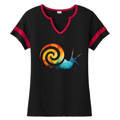 Simple snail Animals Funny little Minimalist Snail  Ladies Halftime Notch Neck Tee